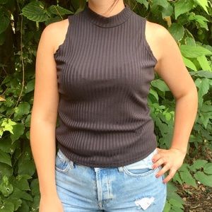 Hot Kiss Sleeveless Purple Gray solid Top